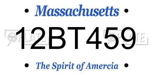 12BT459 Massachusetts License Plate