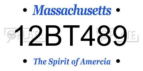 12BT489 Massachusetts License Plate