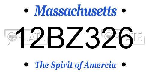 12BZ326 Massachusetts License Plate