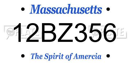 12BZ356 Massachusetts License Plate
