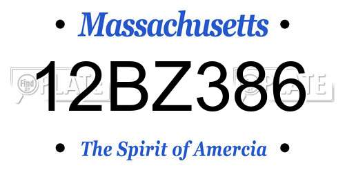 12BZ386 Massachusetts License Plate