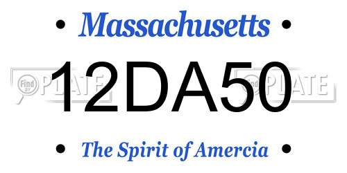 12DA50 Massachusetts License Plate