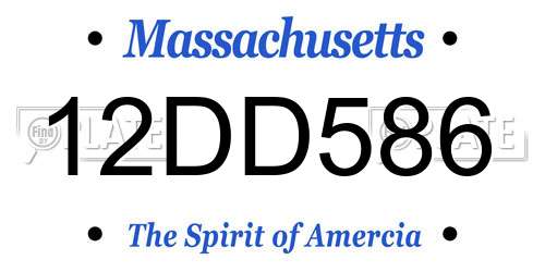 12DD586 Massachusetts License Plate