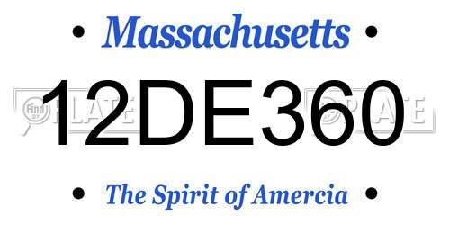 12DE360 Massachusetts License Plate