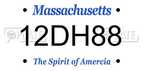 12DH88 Massachusetts License Plate