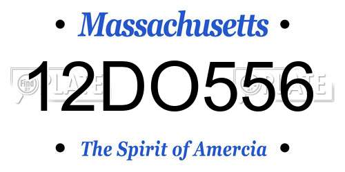 12DO556 Massachusetts License Plate