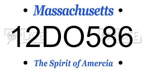 12DO586 Massachusetts License Plate
