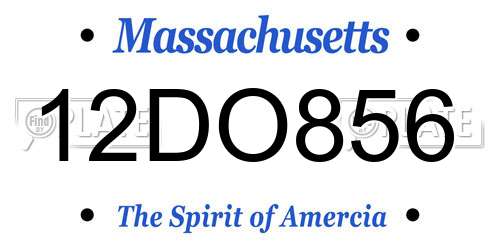12DO856 Massachusetts License Plate