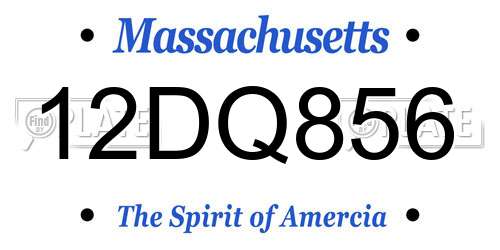 12DQ856 Massachusetts License Plate