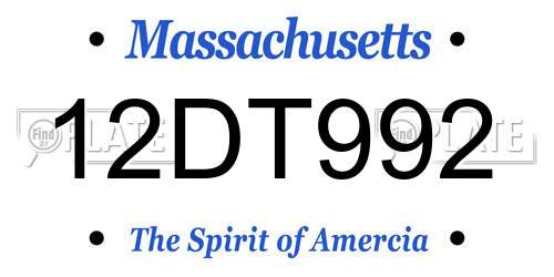 12DT992 Massachusetts License Plate