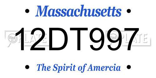 12DT997 Massachusetts License Plate