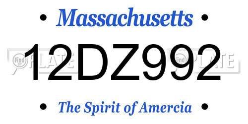 12DZ992 Massachusetts License Plate