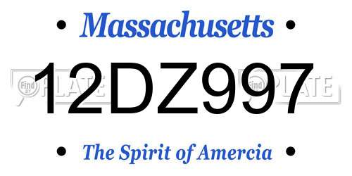 12DZ997 Massachusetts License Plate