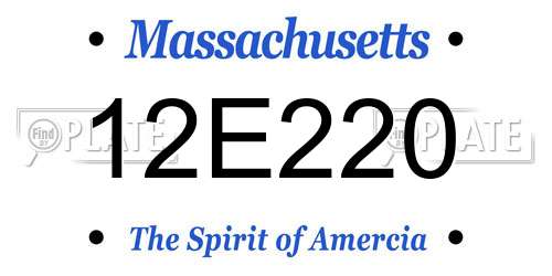 12E220 Massachusetts License Plate