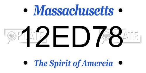 12ED78 Massachusetts License Plate