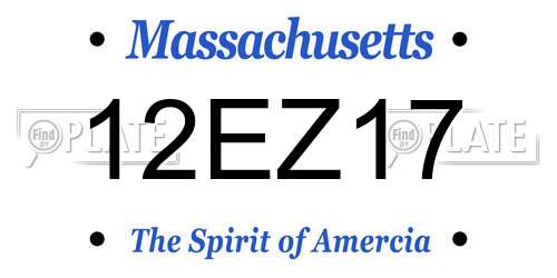 12EZ17 Massachusetts License Plate