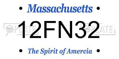 12FN32 Massachusetts License Plate