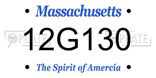 12G130 Massachusetts License Plate