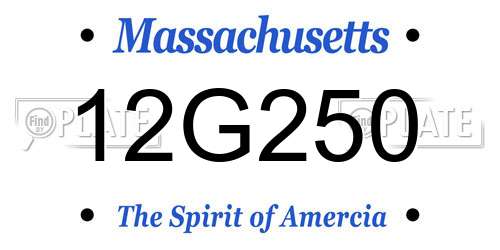 12G250 Massachusetts License Plate