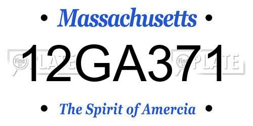 12GA371 Massachusetts License Plate
