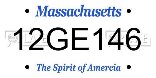 12GE146 Massachusetts License Plate