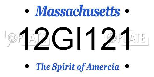 12GI121 Massachusetts License Plate