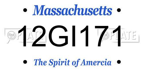 12GI171 Massachusetts License Plate