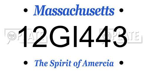 12GI443 Massachusetts License Plate