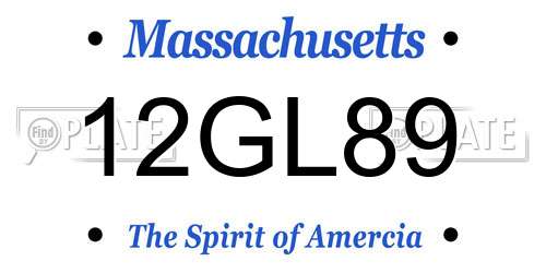 12GL89 Massachusetts License Plate