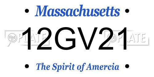 12GV21 Massachusetts License Plate