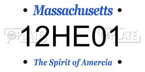 12HE01 Massachusetts License Plate