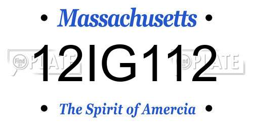 12IG112 Massachusetts License Plate