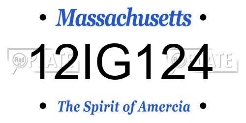 12IG124 Massachusetts License Plate