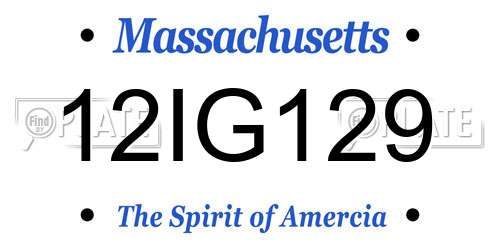 12IG129 Massachusetts License Plate