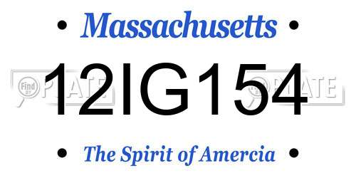 12IG154 Massachusetts License Plate