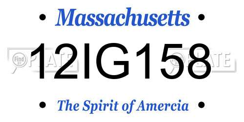 12IG158 Massachusetts License Plate