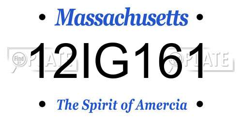 12IG161 Massachusetts License Plate