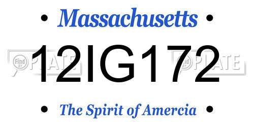 12IG172 Massachusetts License Plate