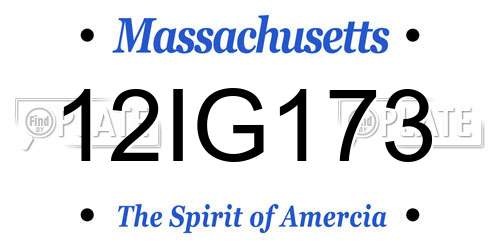 12IG173 Massachusetts License Plate