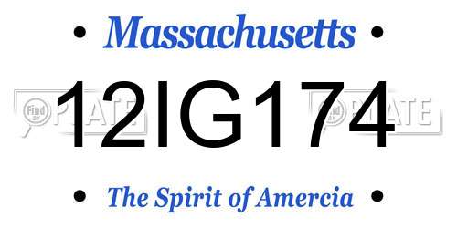12IG174 Massachusetts License Plate