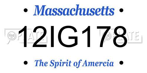 12IG178 Massachusetts License Plate