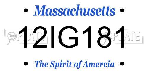 12IG181 Massachusetts License Plate