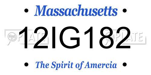 12IG182 Massachusetts License Plate