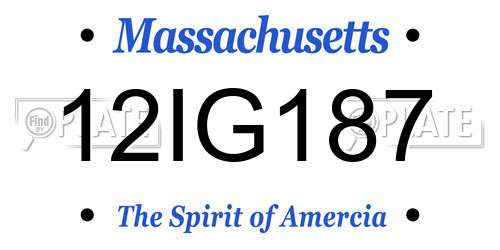 12IG187 Massachusetts License Plate