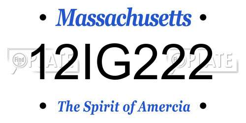 12IG222 Massachusetts License Plate