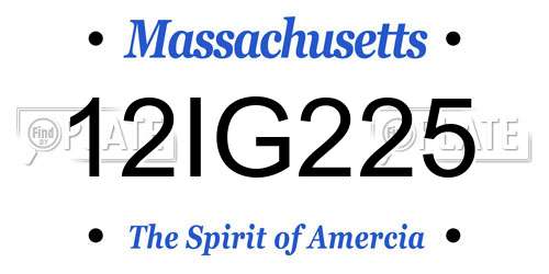 12IG225 Massachusetts License Plate