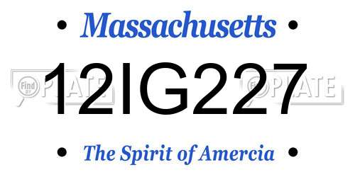 12IG227 Massachusetts License Plate