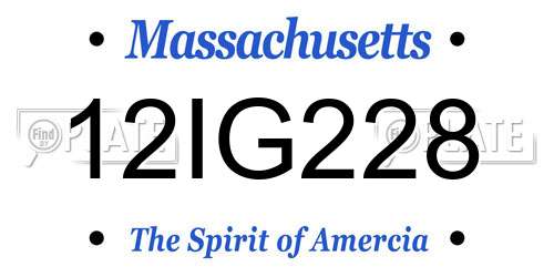 12IG228 Massachusetts License Plate