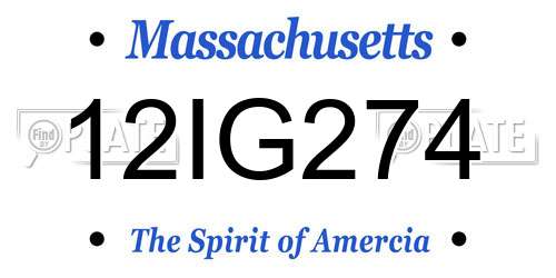 12IG274 Massachusetts License Plate