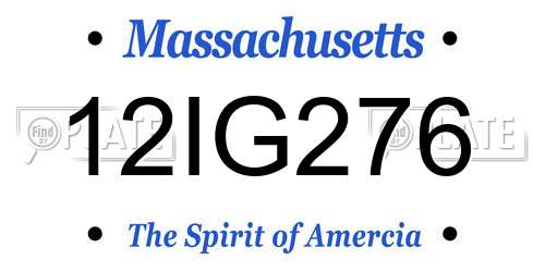 12IG276 Massachusetts License Plate